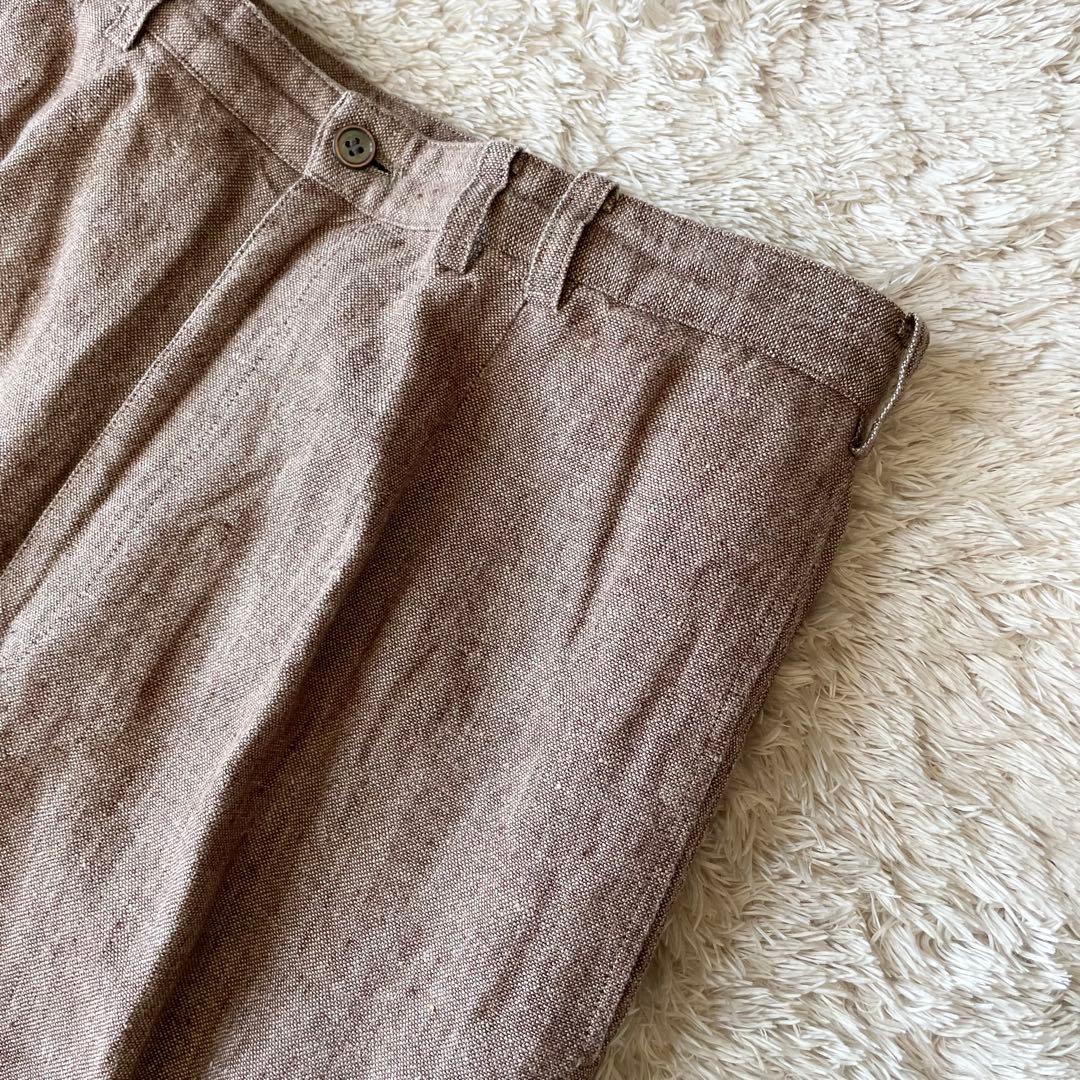 マドモアゼルノンノン 美品 リネンパンツ L ブラウン