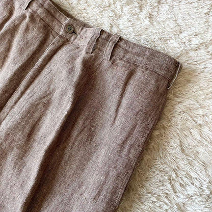 マドモアゼルノンノン 美品 リネンパンツ L ブラウン