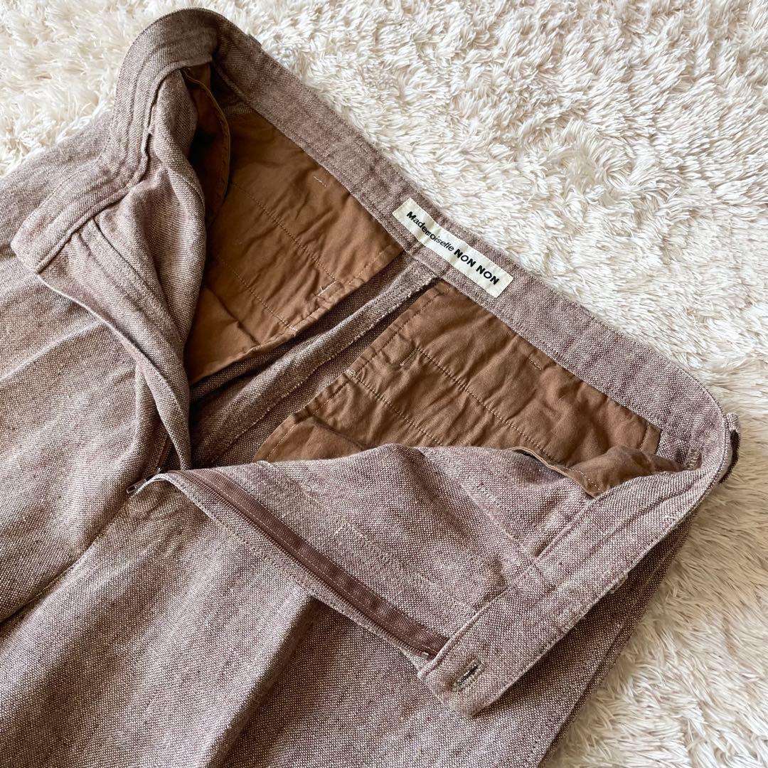 マドモアゼルノンノン 美品 リネンパンツ L ブラウン