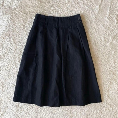 マーガレットハウエル 美品 リネンコットンフレアスカート 2 黒