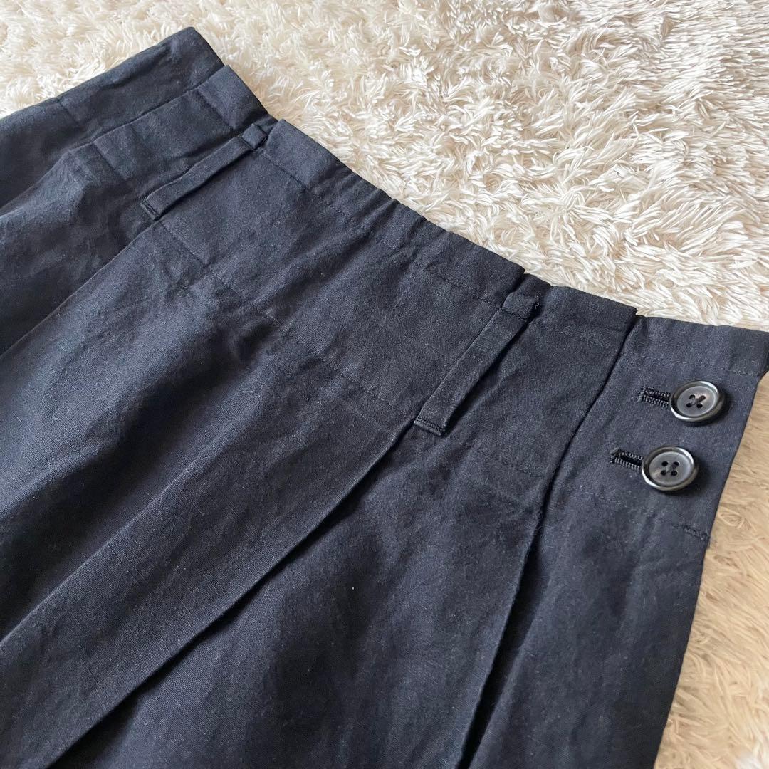 マーガレットハウエル 美品 リネンコットンフレアスカート 2 黒