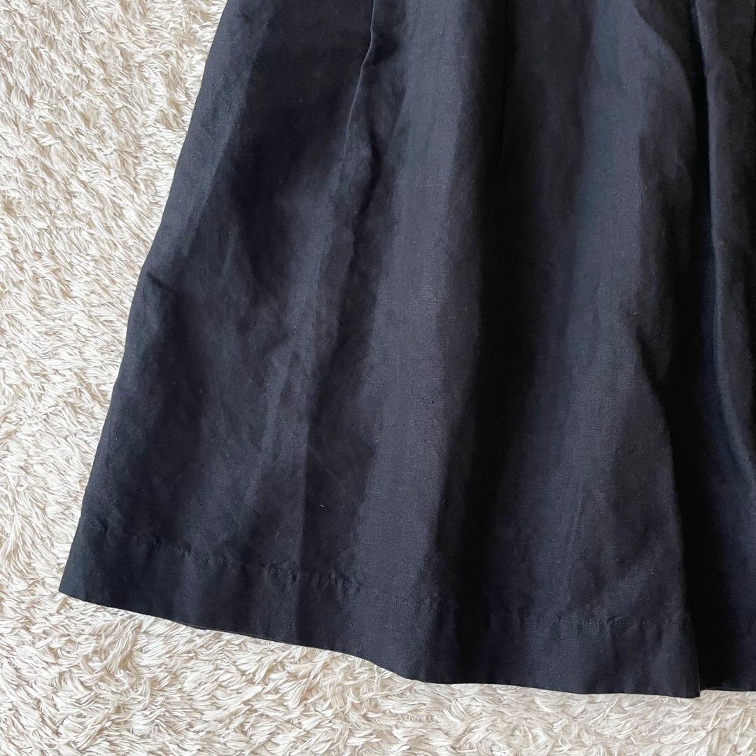 マーガレットハウエル 美品 リネンコットンフレアスカート 2 黒