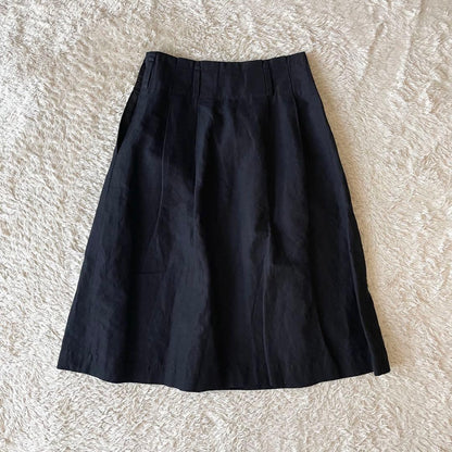 マーガレットハウエル 美品 リネンコットンフレアスカート 2 黒