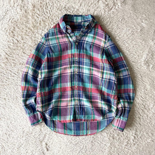 ラルフローレン 極美品 現行 BD L/S リネンシャツ S マドラス