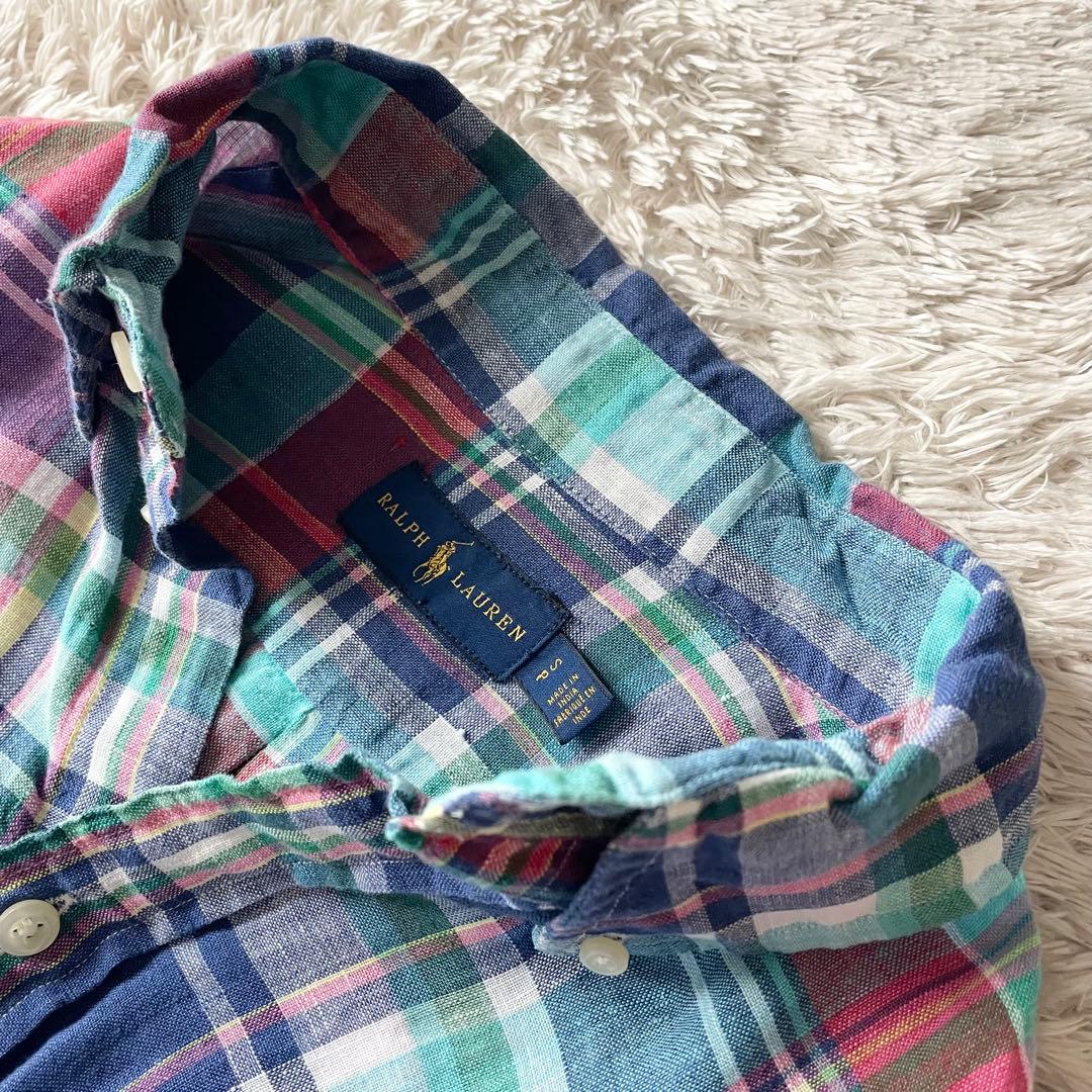 ラルフローレン 極美品 現行 BD L/S リネンシャツ S マドラス