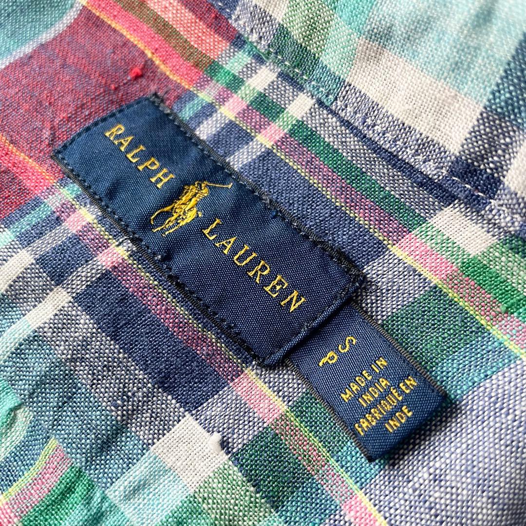 ラルフローレン 極美品 現行 BD L/S リネンシャツ S マドラス