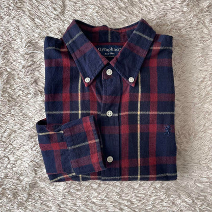 ジムフレックス 美品 GYMPHLEX フランネル 長袖シャツ 14 紺赤