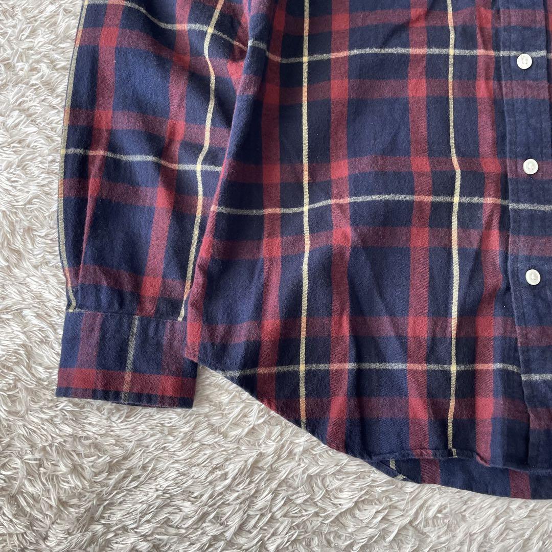ジムフレックス 美品 GYMPHLEX フランネル 長袖シャツ 14 紺赤