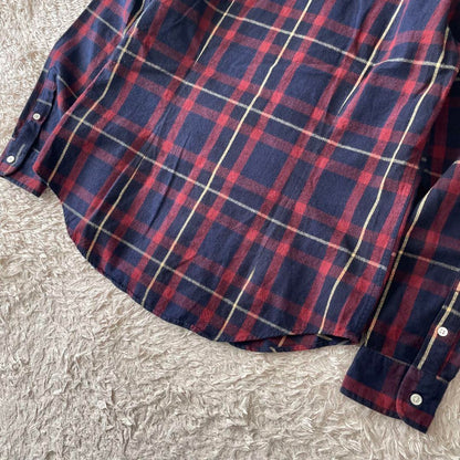 ジムフレックス 美品 GYMPHLEX フランネル 長袖シャツ 14 紺赤