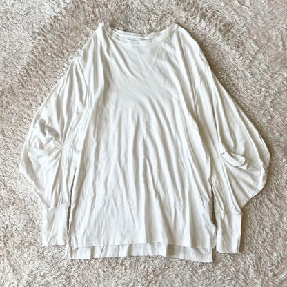 emmi 美品 長袖 カットソー ボリュームスリーブ 無地 F ホワイト
