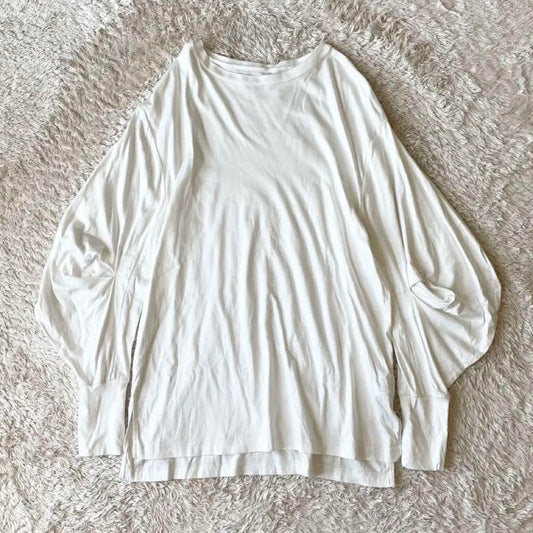 emmi 美品 長袖 カットソー ボリュームスリーブ 無地 F ホワイト