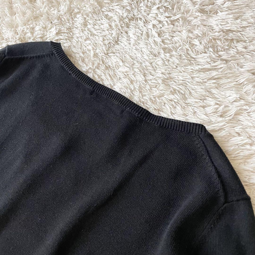 23区 極美品 フロントレースコットンニットカーディガン 38 黒