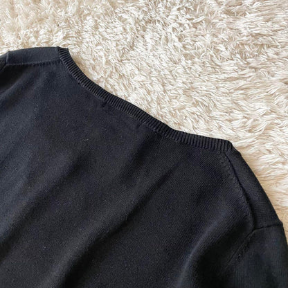 23区 極美品 フロントレースコットンニットカーディガン 38 黒