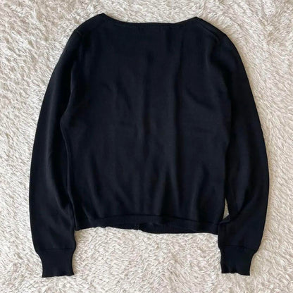 23区 極美品 フロントレースコットンニットカーディガン 38 黒