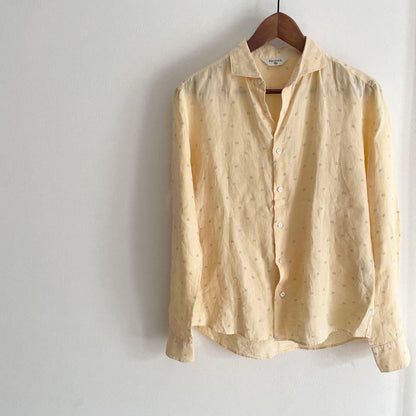 EDIFICE 美品 ホリゾンタルカラーリネンシャツ 40 イエロー