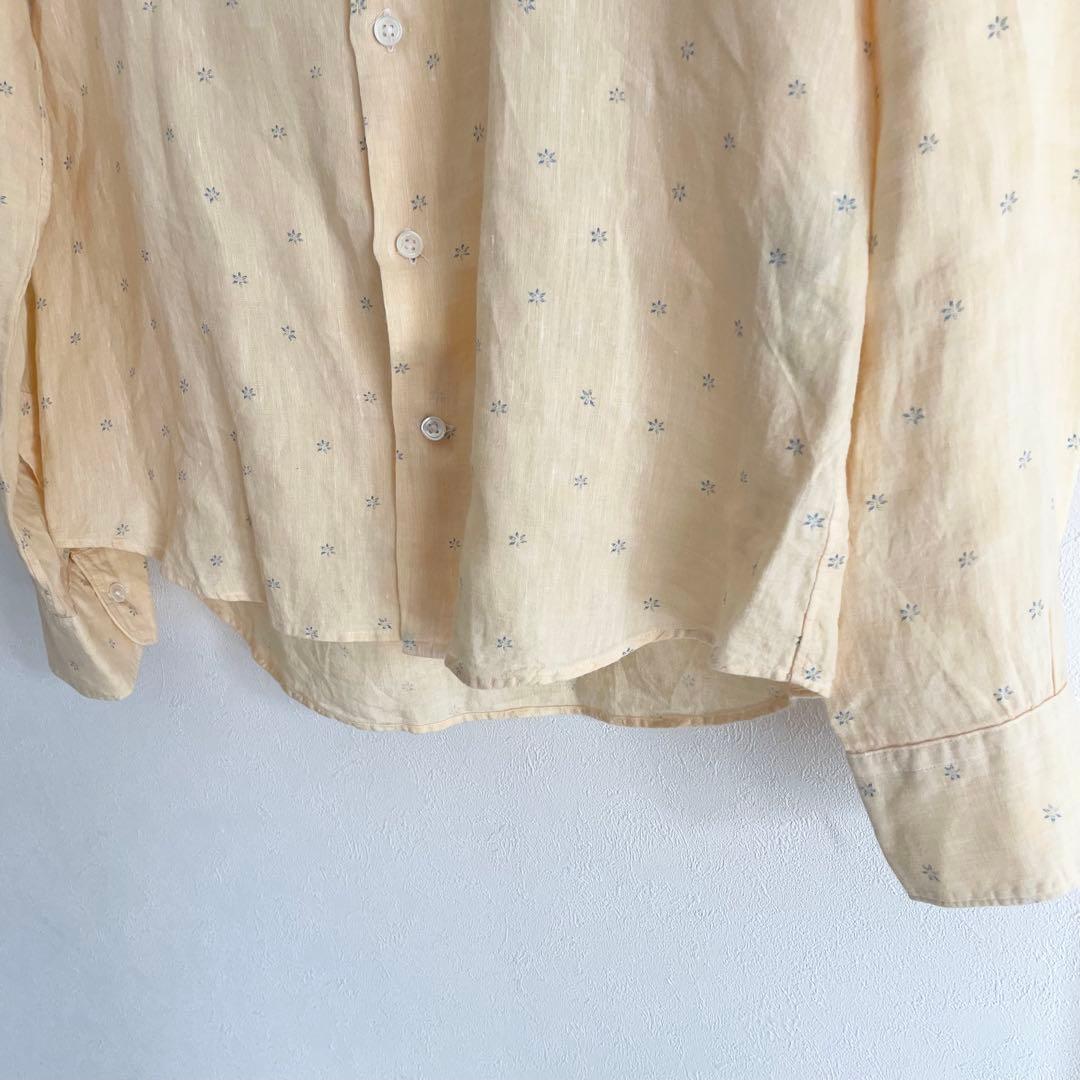 EDIFICE 美品 ホリゾンタルカラーリネンシャツ 40 イエロー