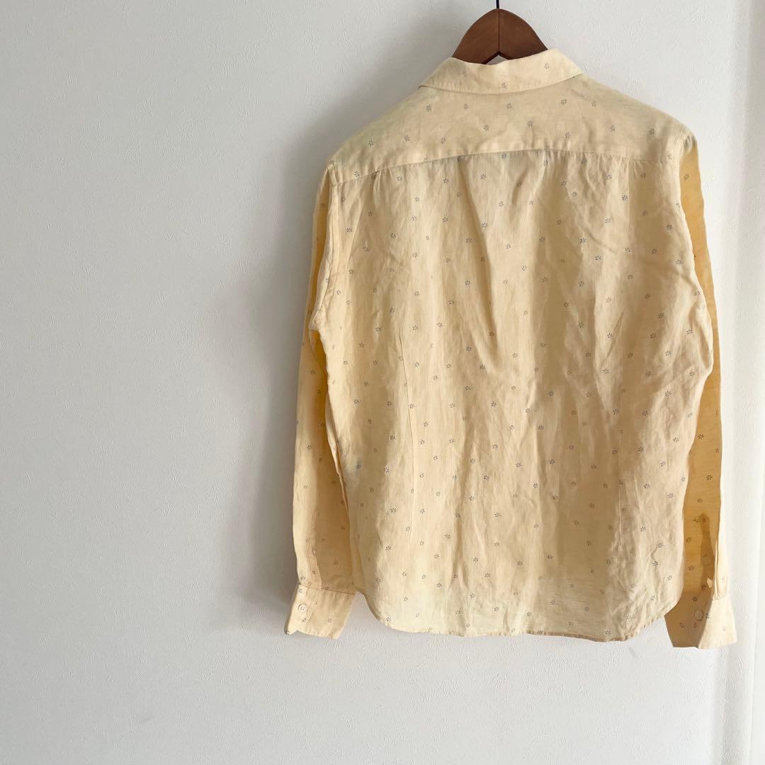 EDIFICE 美品 ホリゾンタルカラーリネンシャツ 40 イエロー