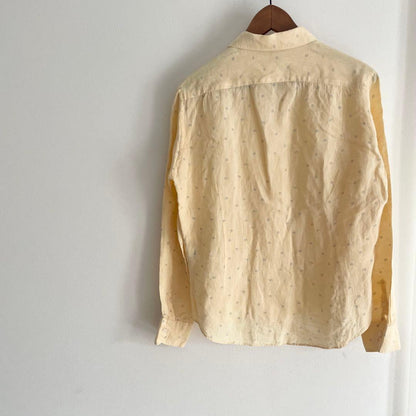 EDIFICE 美品 ホリゾンタルカラーリネンシャツ 40 イエロー