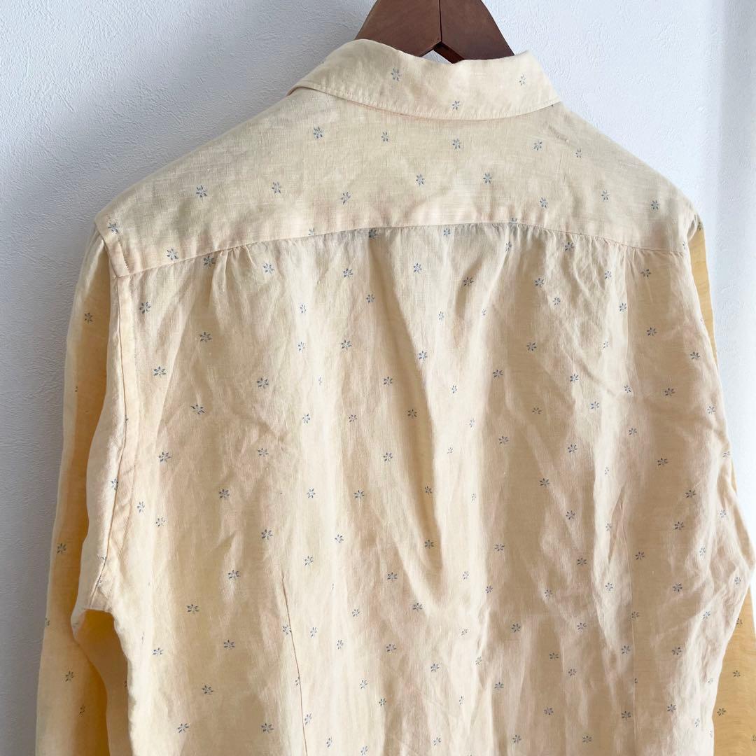 EDIFICE 美品 ホリゾンタルカラーリネンシャツ 40 イエロー