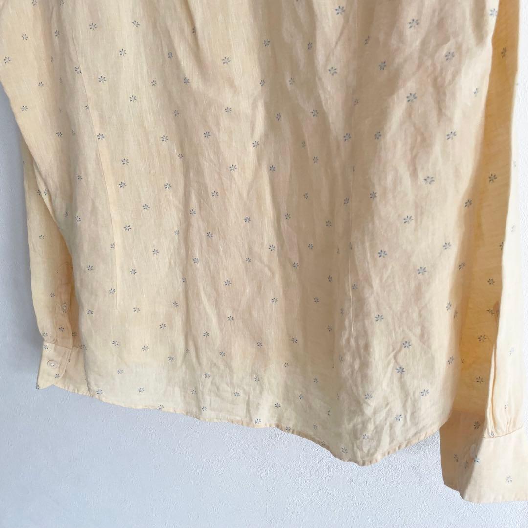 EDIFICE 美品 ホリゾンタルカラーリネンシャツ 40 イエロー