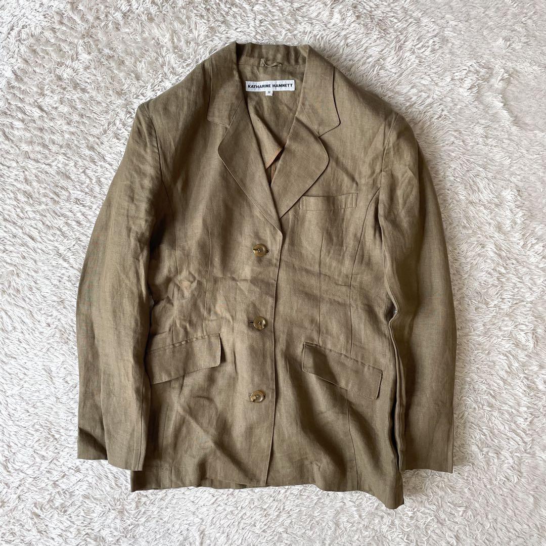 KATHERINE HAMNETT 美品 リネン テーラードジャケット M 茶
