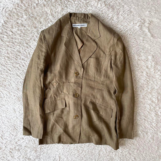 KATHERINE HAMNETT 美品 リネン テーラードジャケット M 茶