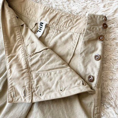 エムエイチエル 美品 MHL ファインコットンリネンスカート 1 ベージュ