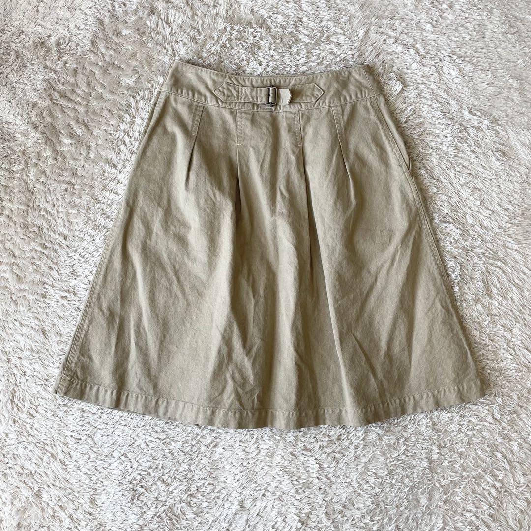 エムエイチエル 美品 MHL ファインコットンリネンスカート 1 ベージュ
