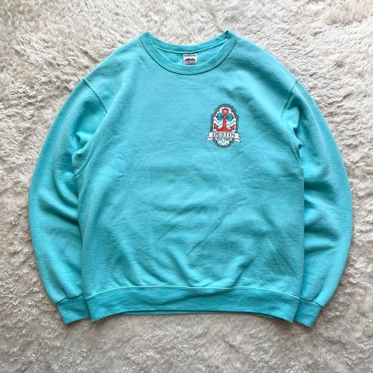 ジャージーズ 美品 00s JERZEES DESTIN 両面プリント ロゴ スウェット