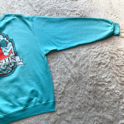 ジャージーズ 美品 00s JERZEES DESTIN 両面プリント ロゴ スウェット