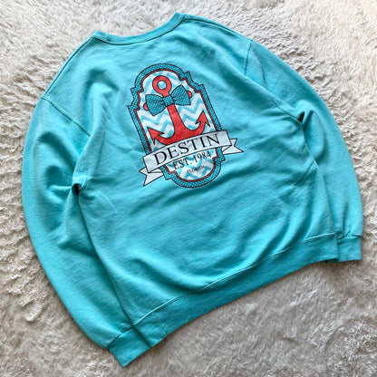 ジャージーズ 美品 00s JERZEES DESTIN 両面プリント ロゴ スウェット