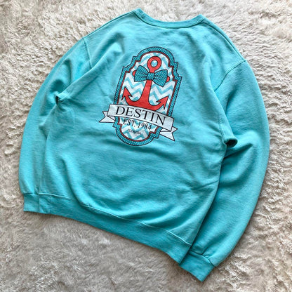 ジャージーズ 美品 00s JERZEES DESTIN 両面プリント ロゴ スウェット