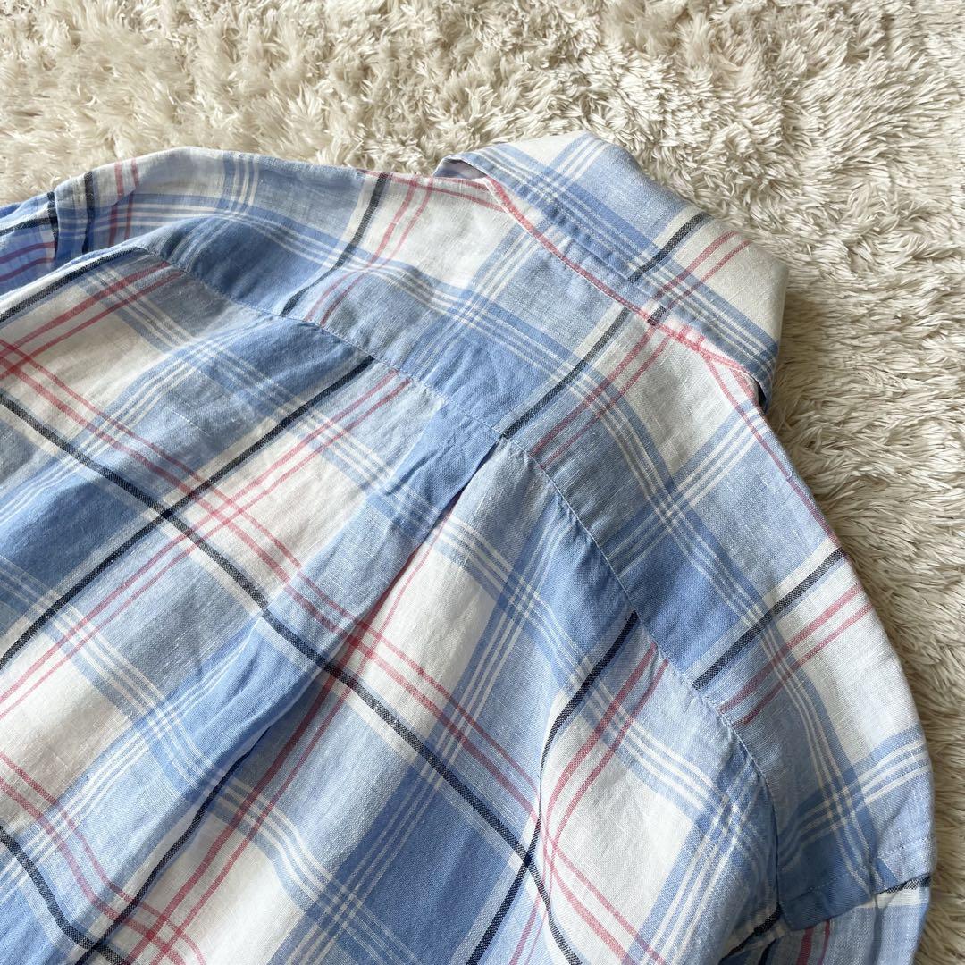 ラルフローレン 極美品 現行 リネンチェックシャツワンピース