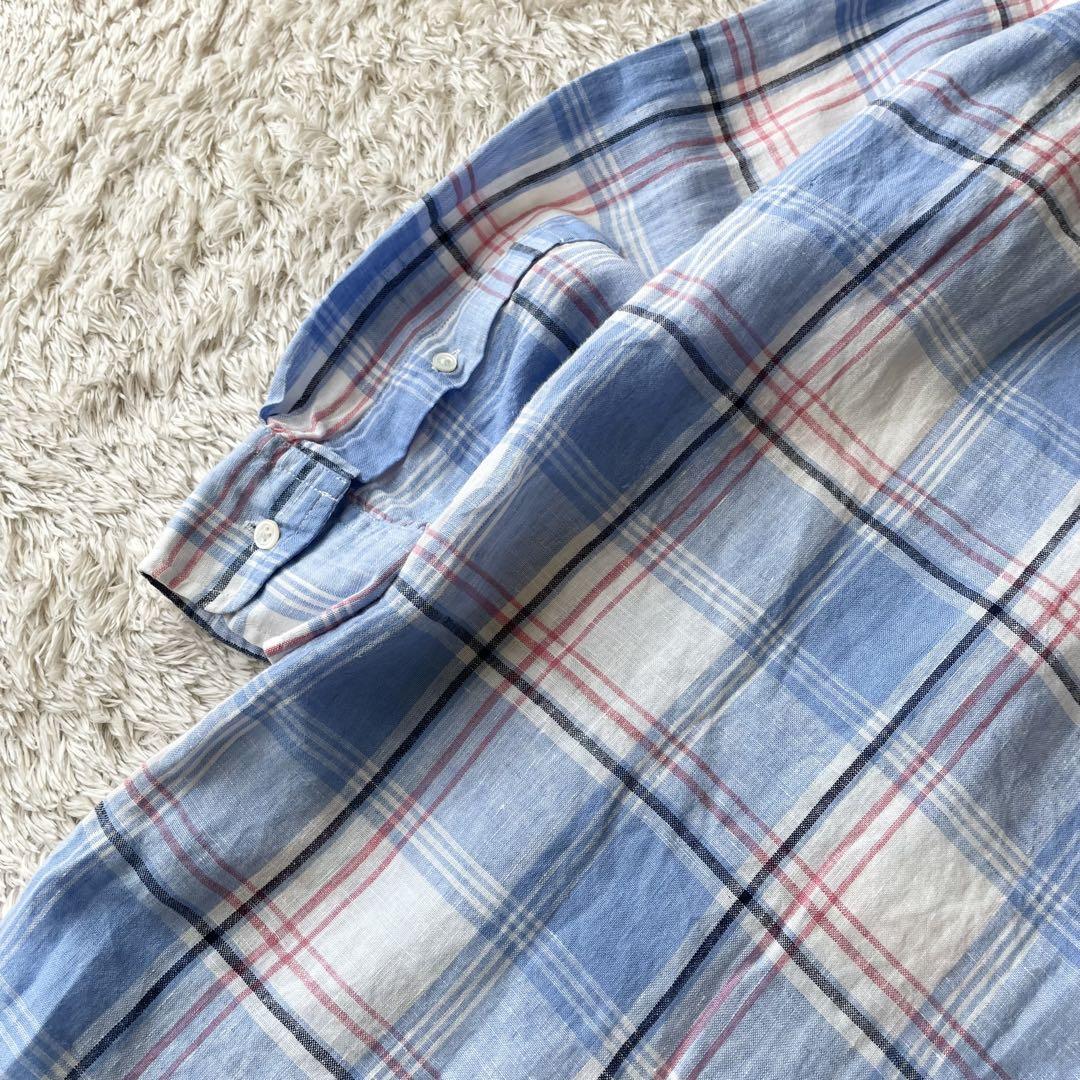 ラルフローレン 極美品 現行 リネンチェックシャツワンピース