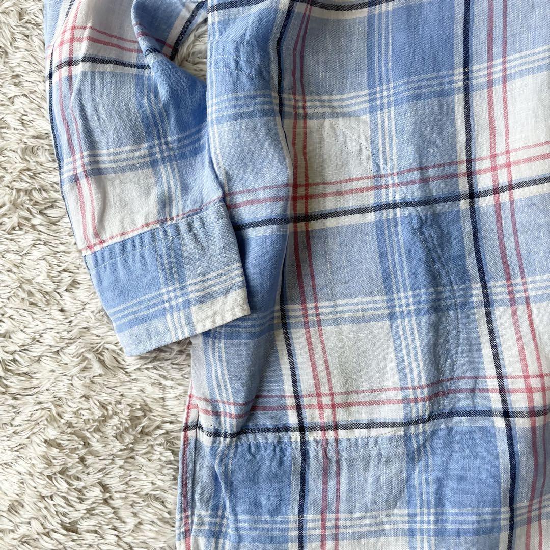 ラルフローレン 極美品 現行 リネンチェックシャツワンピース