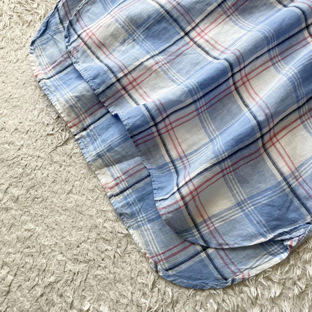 ラルフローレン 極美品 現行 リネンチェックシャツワンピース