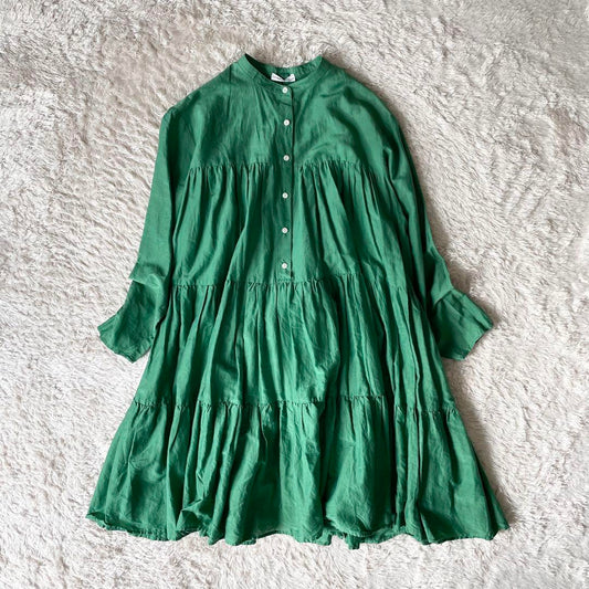 美品 FRAY I.D. ワッシャーティアードワンピース コットンシルク