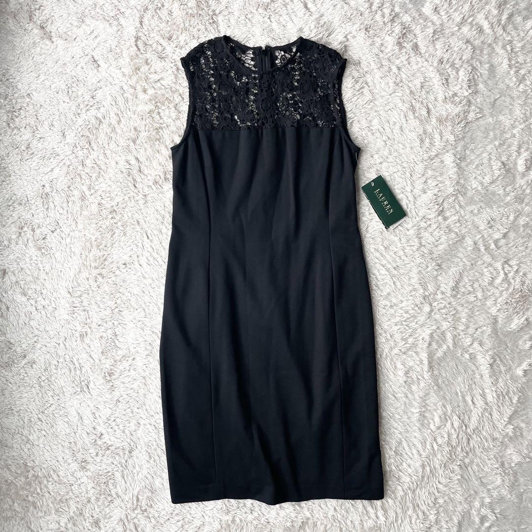 ラルフローレン 新品タグ付 ノースリーブワンピース レース 黒