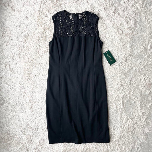 ラルフローレン 新品タグ付 ノースリーブワンピース レース 黒