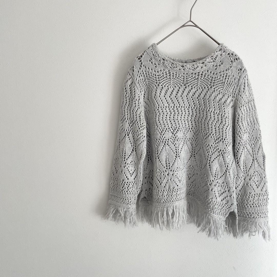 45R 美品 45R レースのTシャツ 2 グレー