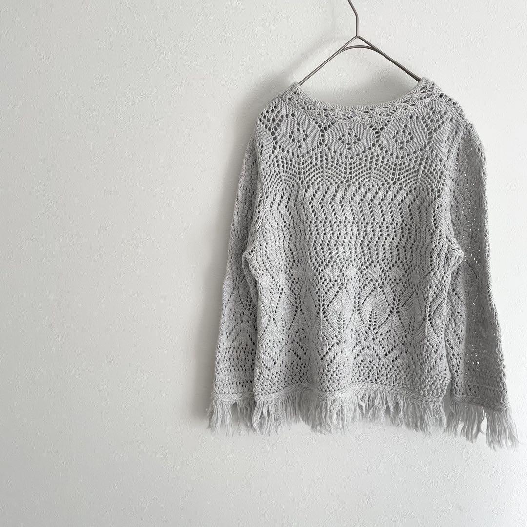 45R 美品 45R レースのTシャツ 2 グレー