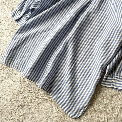 LE GLAZIK 美品 リネンプルシャツ 36 ストライプ