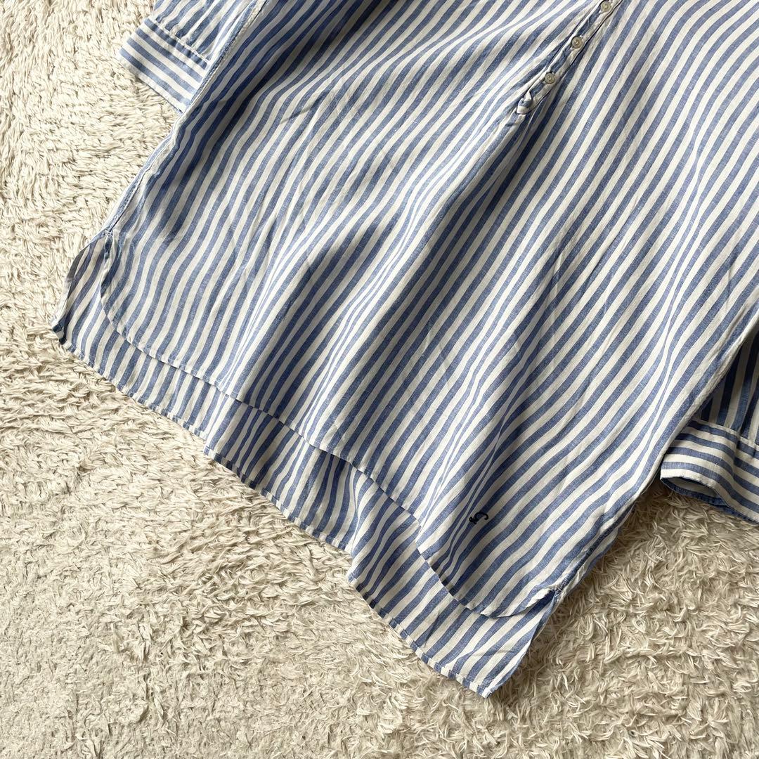 LE GLAZIK 美品 リネンプルシャツ 36 ストライプ