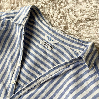 LE GLAZIK 美品 リネンプルシャツ 36 ストライプ