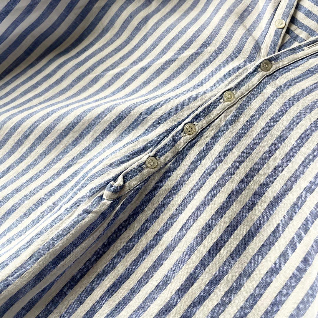 LE GLAZIK 美品 リネンプルシャツ 36 ストライプ