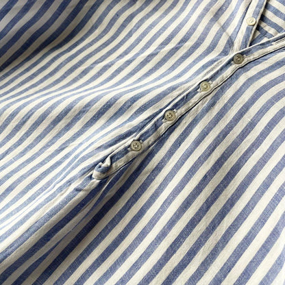 LE GLAZIK 美品 リネンプルシャツ 36 ストライプ