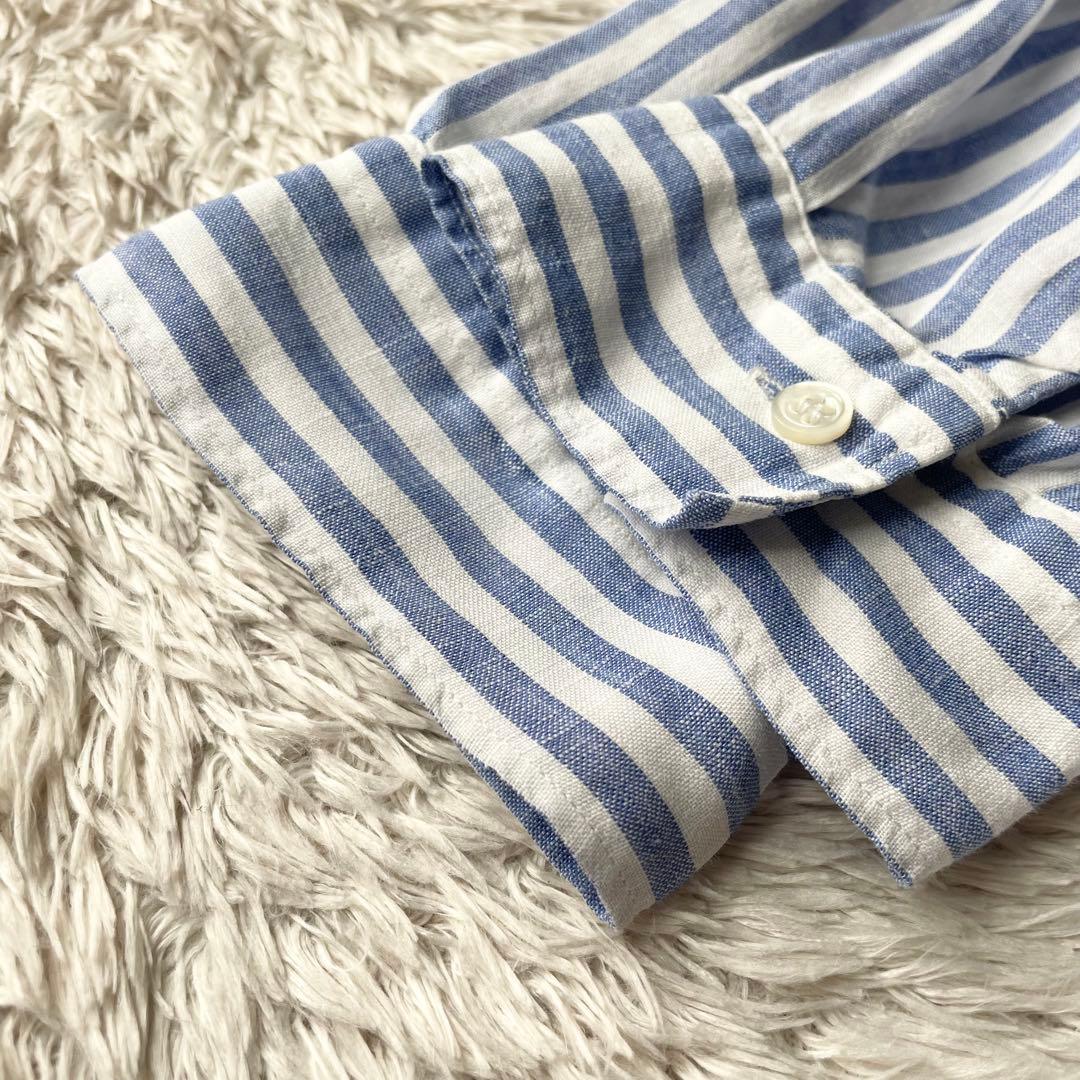 LE GLAZIK 美品 リネンプルシャツ 36 ストライプ