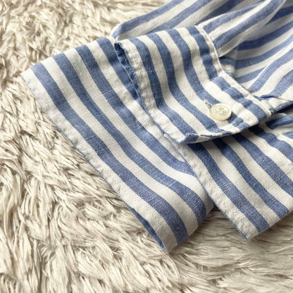 LE GLAZIK 美品 リネンプルシャツ 36 ストライプ