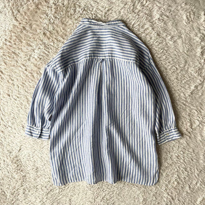 LE GLAZIK 美品 リネンプルシャツ 36 ストライプ