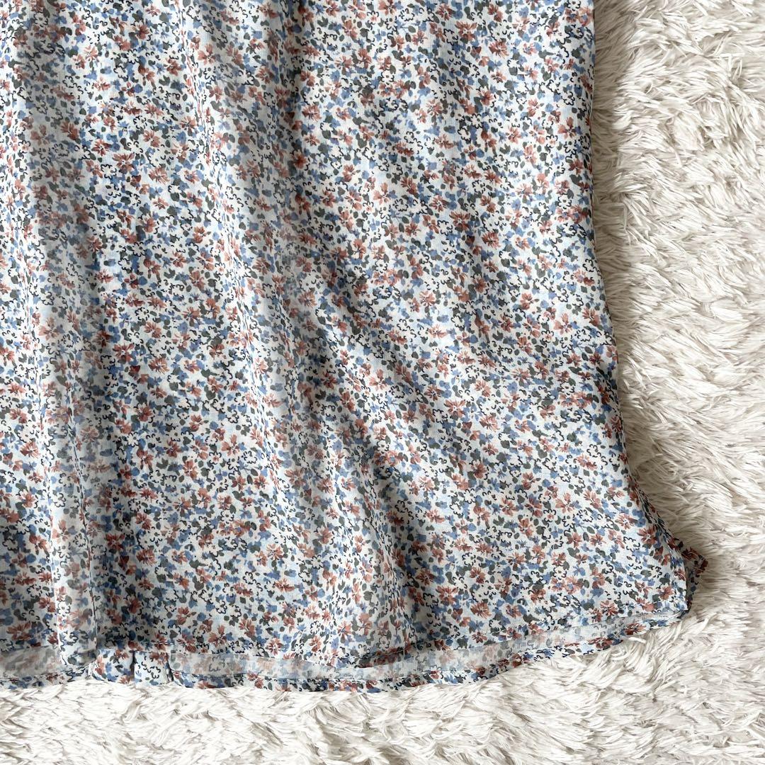 JUSGLITTY 新品タグ付 フリルネックシアーブラウス 小花柄